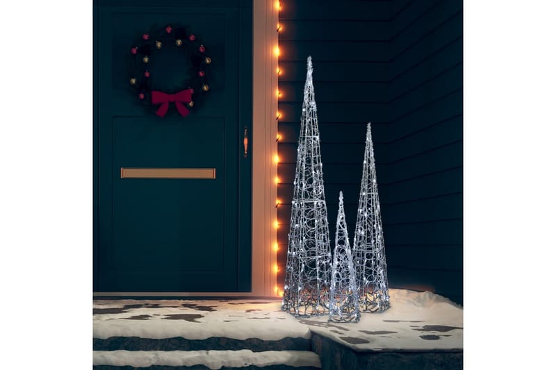 Dekorativt LED lyskjeglesett i akryl kald hvit 60/90/120cm - Belysning - Julebelysning - Øvrig julebelysning