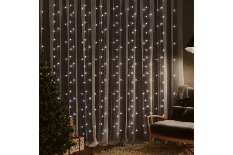 Eventyrlysgardin 3x3 m 300 LED kaldhvitt 8 funksjoner - Hvit - Belysning - Julebelysning - Øvrig julebelysning
