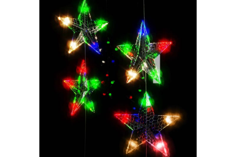 Eventyrlysgardin stjerner 200 LED fargerik 8 funksjoner - Grå - Øvrig julebelysning