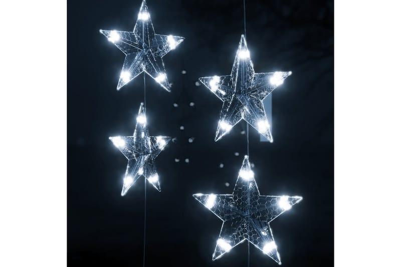 Eventyrlysgardin stjerner 200 LED kaldhvit 8 funksjoner - Hvit - Øvrig julebelysning