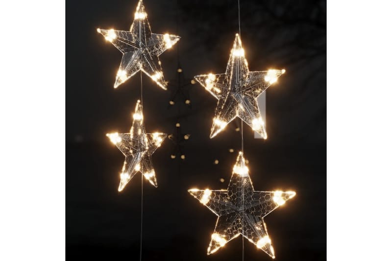 Eventyrlysgardin stjerner 200 LED varmhvit 8 funksjoner - Hvit - Øvrig julebelysning