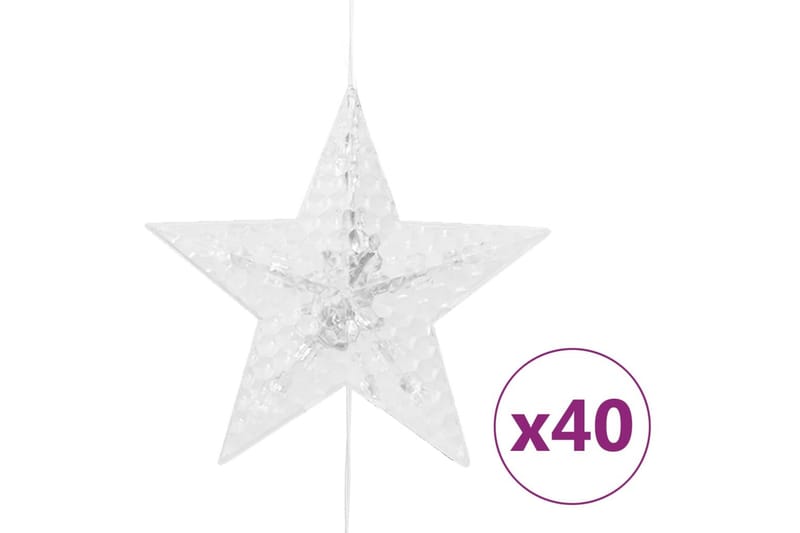 Eventyrlysgardin stjerner 200 LED varmhvit 8 funksjoner - Hvit - Øvrig julebelysning