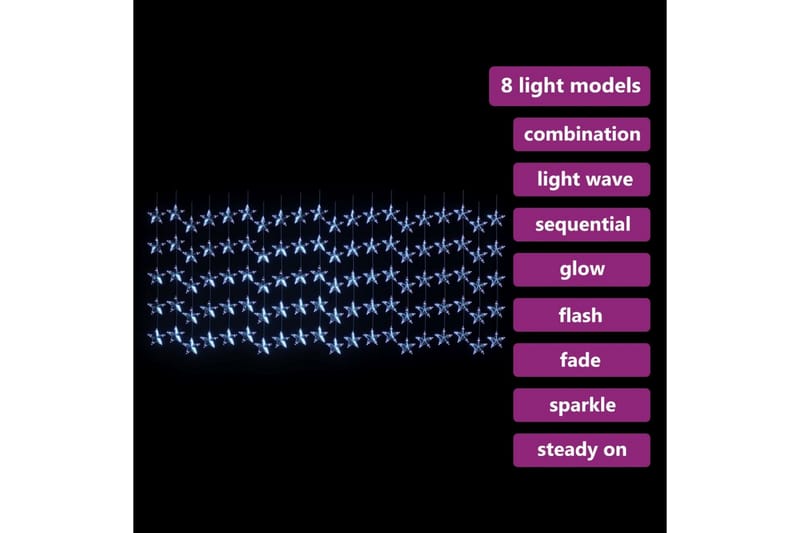 Eventyrlysgardin stjerner 500 LED blå 8 funksjoner - Blå - Øvrig julebelysning