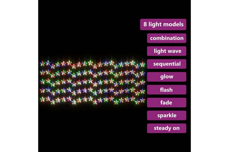 Eventyrlysgardin stjerner 500 LED fargerik 8 funksjoner - Blå - Øvrig julebelysning