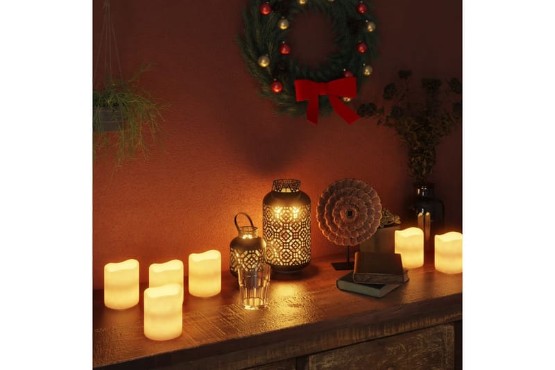 Flammefrie LED-stearinlys 12 stk med fjernkontroll varmhvit - Grå - Øvrig julebelysning