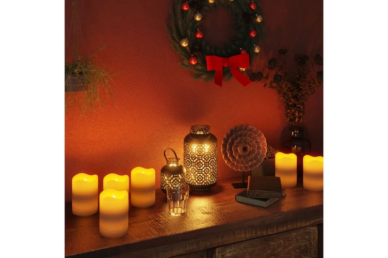 Flammefrie LED-stearinlys 24 stk med fjernkontroll varmhvit - Grå - Øvrig julebelysning
