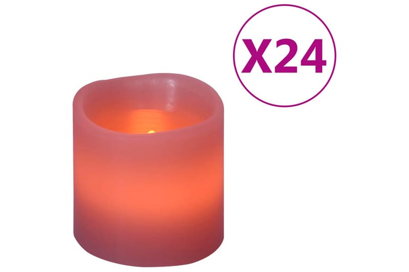 Flammefrie LED-stearinlys 24 stk med fjernkontroll varmhvit - Rosa - Belysning - Julebelysning - Øvrig julebelysning