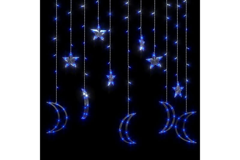 Lysslynge stjerne og måne med fjernkontroll 138 LED blå - Blå - Øvrig julebelysning
