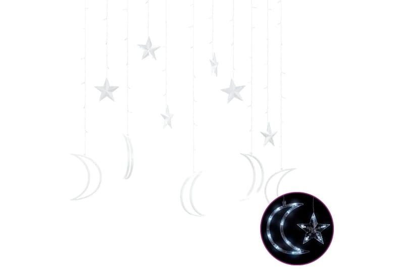 Lysslynge stjerne og måne med fjernkontroll 138 LED kaldhvit - Hvit - Øvrig julebelysning