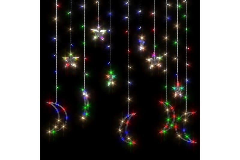 Lysslynge stjerne og måne med fjernkontroll 138 LED - Svart - Øvrig julebelysning