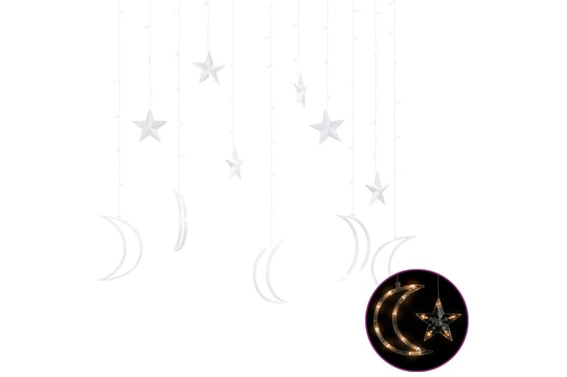 Lysslynge stjerne og måne med fjernkontroll 138 LED varm - Hvit - Øvrig julebelysning