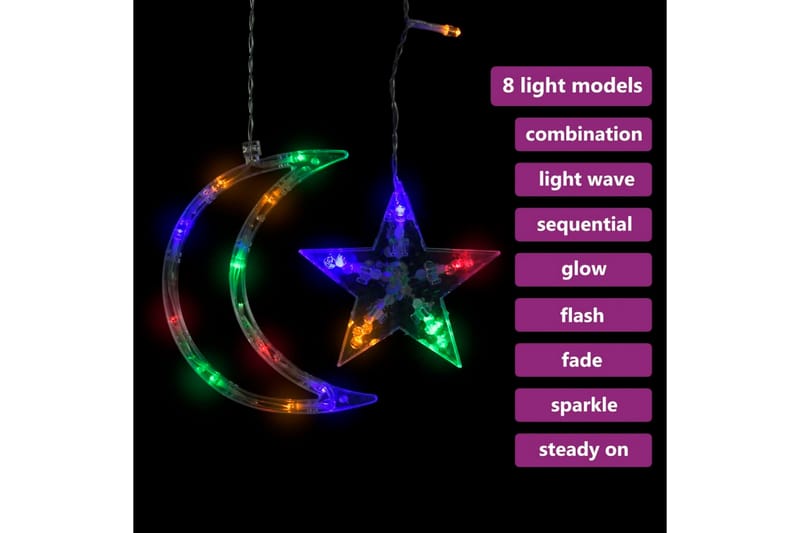 Lysslynge stjerne og måne med fjernkontroll 345 LED - Svart - Øvrig julebelysning