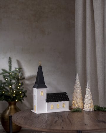 Churchill innendørsdekorasjon kirke 25,5 cm - hvit og svart - Belysning - Julebelysning - Øvrig julebelysning