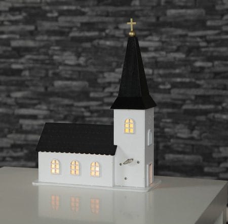 Churchill innendørsdekorasjon kirke 25,5 cm - hvit og svart - Belysning - Julebelysning - Øvrig julebelysning