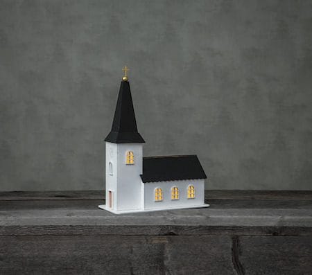 Churchill innendørsdekorasjon kirke 25,5 cm - hvit og svart - Belysning - Julebelysning - Øvrig julebelysning