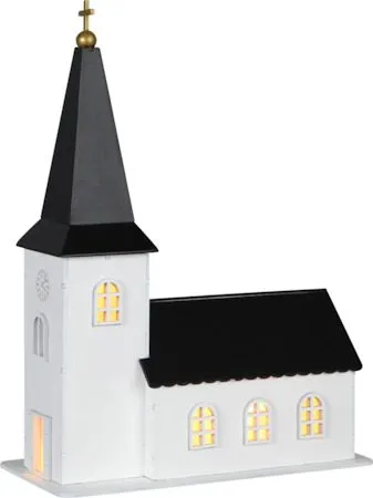 Churchill innendørsdekorasjon kirke 25,5 cm - hvit og svart - Belysning - Julebelysning - Øvrig julebelysning