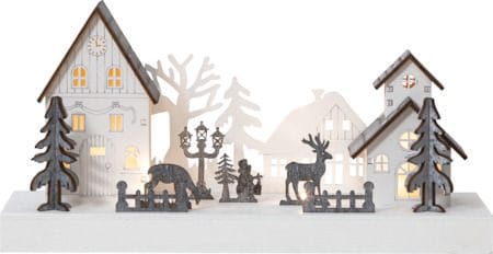 Fauna innendørs dekorasjonsbelysning 28 cm - hvit og grå - Belysning - Julebelysning - Øvrig julebelysning