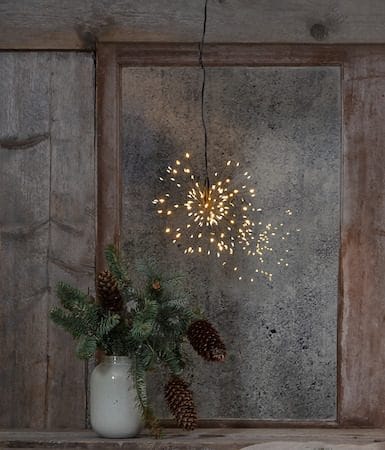 Firework hengende dekorasjon med belysning 16 cm - svart - Belysning - Julebelysning - Øvrig julebelysning