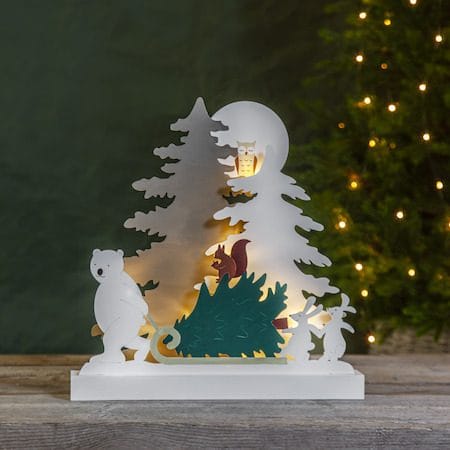 Forest Friends innendørsdekorasjon med belysning 37 cm - flerfarget - Belysning - Julebelysning - Øvrig julebelysning