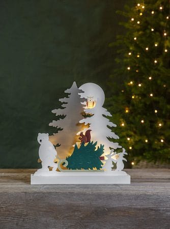 Forest Friends innendørsdekorasjon med belysning 37 cm - flerfarget - Belysning - Julebelysning - Øvrig julebelysning