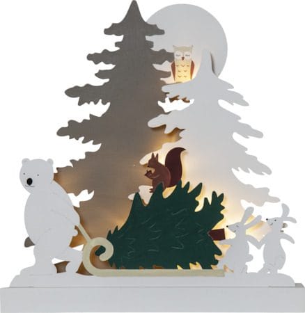 Forest Friends innendørsdekorasjon med belysning 37 cm - flerfarget - Belysning - Julebelysning - Øvrig julebelysning