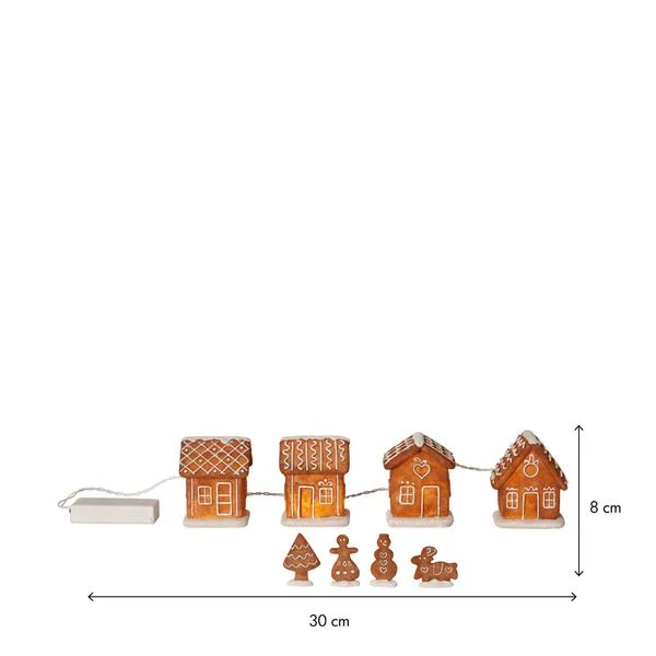 Gingerville innendørsdekorasjon med belysning 30 cm, brun