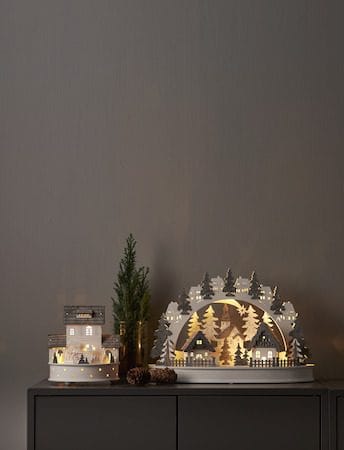 Grauberg Innendørs dekorasjonsbelysning 42 cm - hvit og grå - Belysning - Julebelysning - Øvrig julebelysning