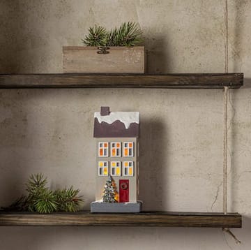 Hus innendørsdekorasjon med julebelysning 24 cm - beige - Belysning - Julebelysning - Øvrig julebelysning