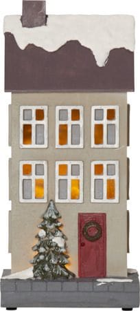 Hus innendørsdekorasjon med julebelysning 24 cm - beige - Belysning - Julebelysning - Øvrig julebelysning