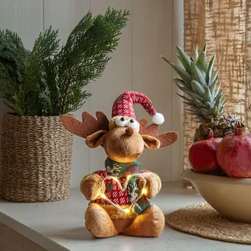 Joylight dekorasjonsfigur 12 cm - brun med røde, grønne og hvite detaljer - Belysning - Julebelysning - Øvrig julebelysning