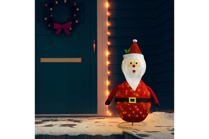 Dekorativ julenissefigur LED luksusstoff 120 cm - Rød - Julelys ute
