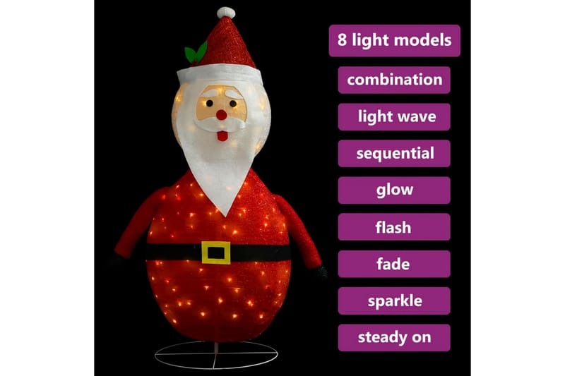Dekorativ julenissefigur LED luksusstoff 120 cm - Rød - Julelys ute