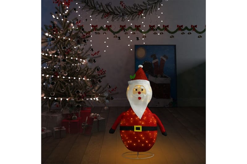 Dekorativ julenissefigur LED luksusstoff 90 cm - Rød - Julelys ute