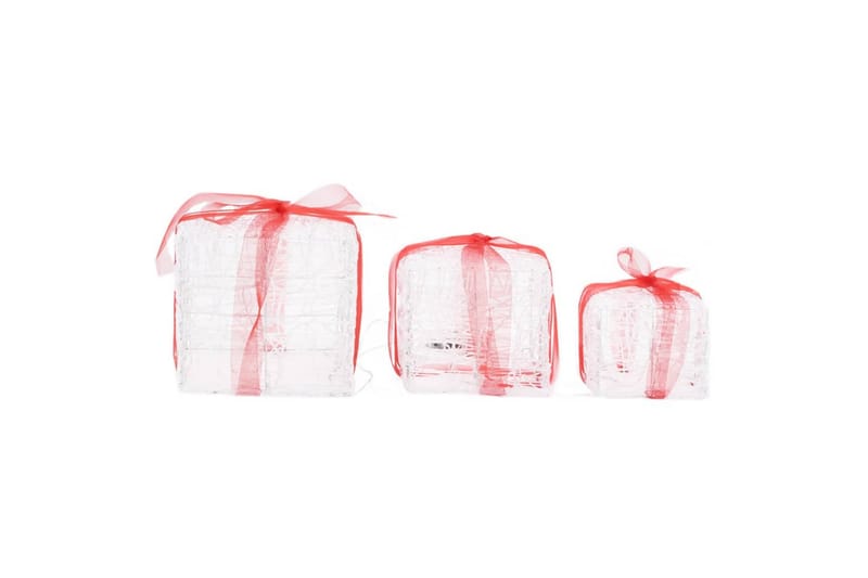 Dekorative julegaveesker 3 stk akryl flerfarget - Rød - Julelys ute