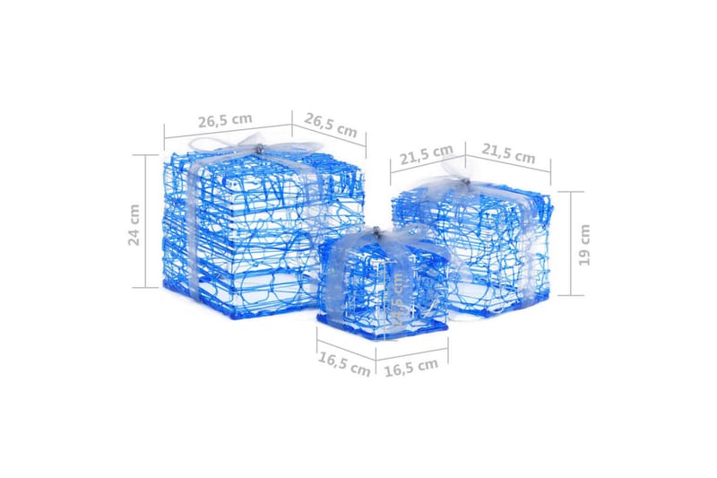 Dekorative julegaveesker 3 stk akryl kaldhvitt - Blå - Julelys ute