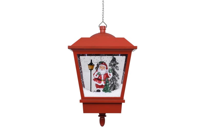 Hengende julelampe med LED-lys & julenisse rød 27x27x45 cm - Julelys ute