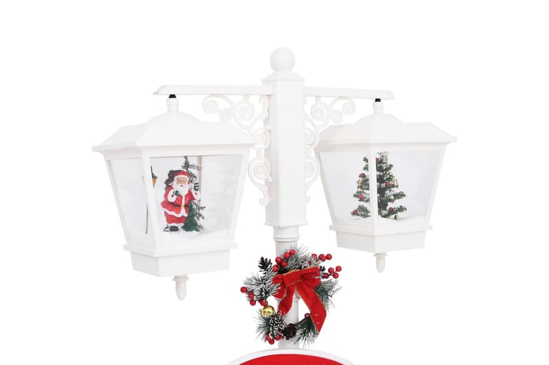Julegatelampe med julenisse hvit og rød 81x40x188 cm PVC - Hvit - Julelys ute