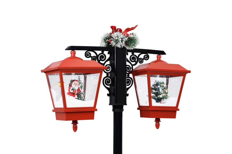 Julegatelampe med julenisse svart & rød 81x40x188 cm PVC - Julelys ute