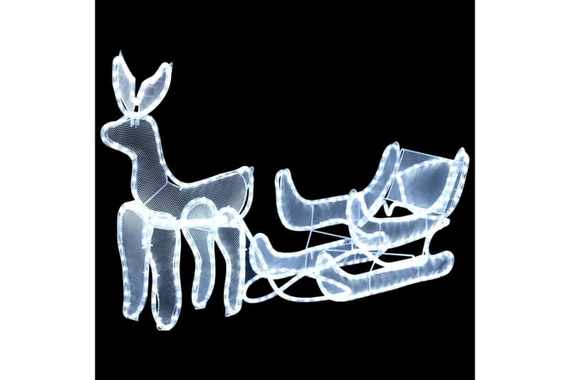 Julelysdekorasjon reinsdyr og slede, netting 216 lysdioder - Julelys ute