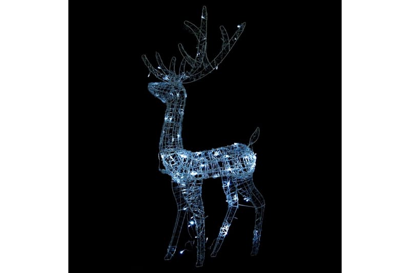 Julereinsdyr dekorasjon akryl 140 LED 120 cm kaldhvitt - Hvit - Julelys ute