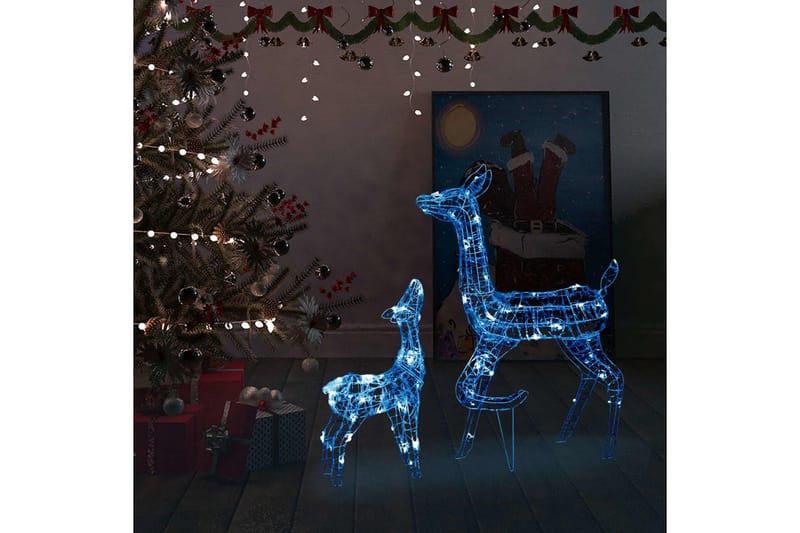 Julereinsdyrfamilie akryl 160 LED 160 cm blå - Blå - Julelys ute