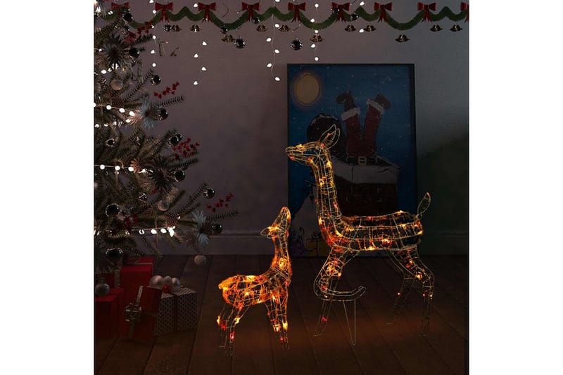 Julereinsdyrfamilie akryl 160 LED 160 cm flerfarget - Blå - Belysning - Julebelysning - Julelys ute