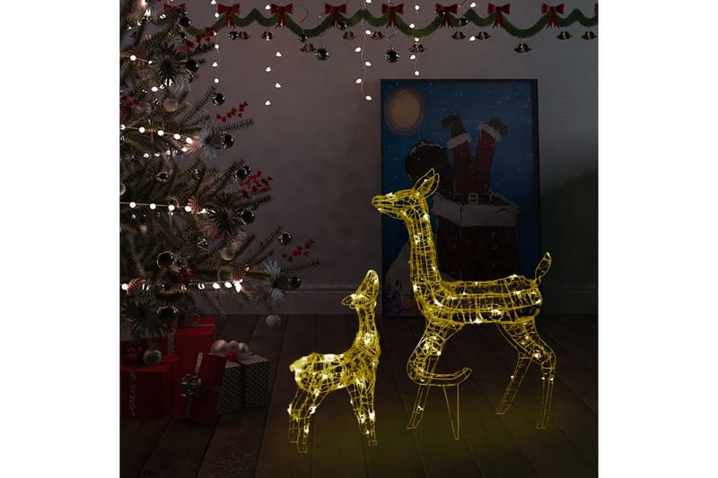 Julereinsdyrfamilie akryl 160 LED 160 cm varmhvit - Hvit - Julelys ute