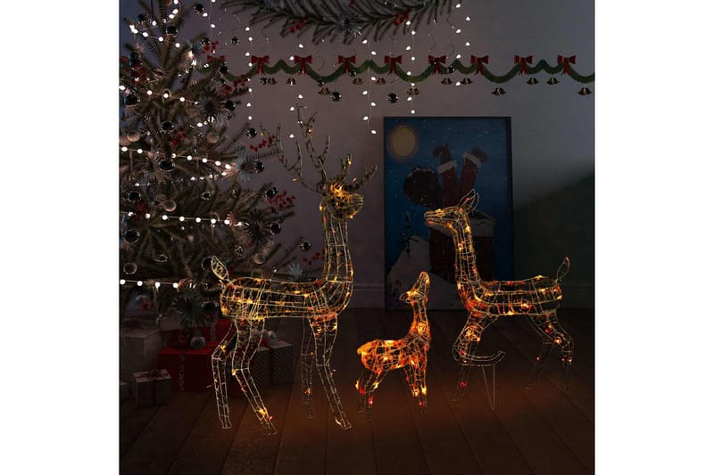 Julereinsdyrfamilie akryl 160 LED 300 cm flerfarget - Grå - Julelys ute