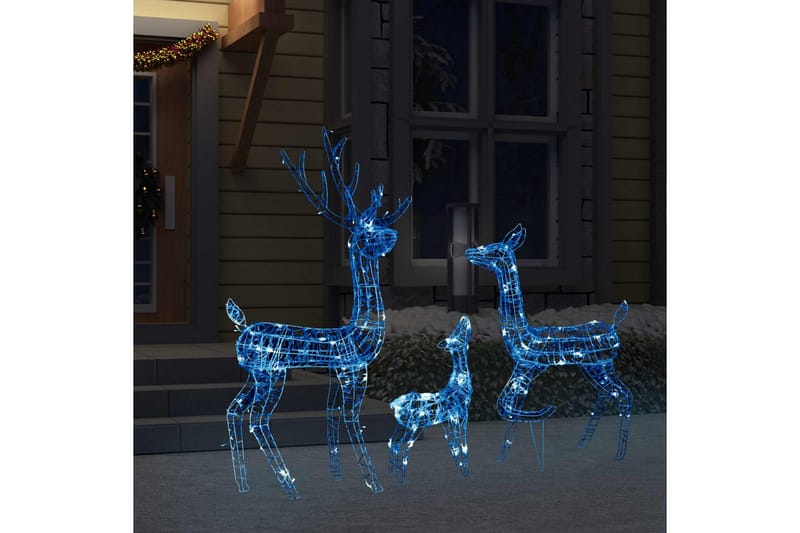 Julereinsdyrfamilie akryl 300 LED 160 cm blå - Blå - Julelys ute
