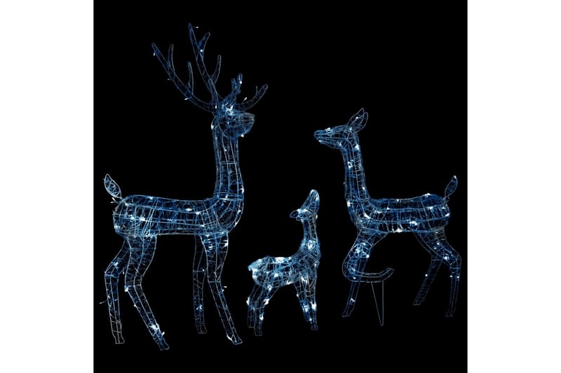 Julereinsdyrfamilie akryl 300 LED 160 cm kaldhvitt - Hvit - Julelys ute