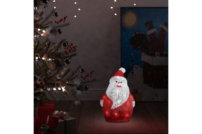 LED-julenissefigur akryl innendørs og utendørs 28cm - Rød - Julelys ute