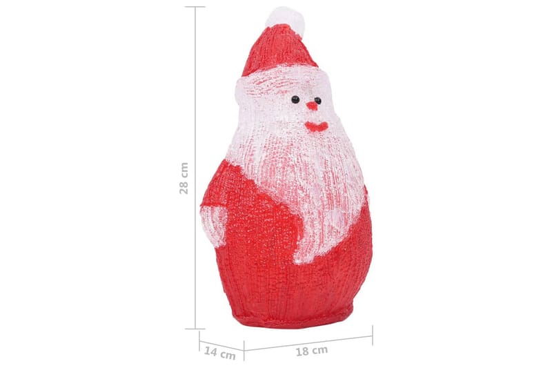 LED-julenissefigur akryl innendørs og utendørs 28cm - Rød - Belysning - Julebelysning - Julelys ute