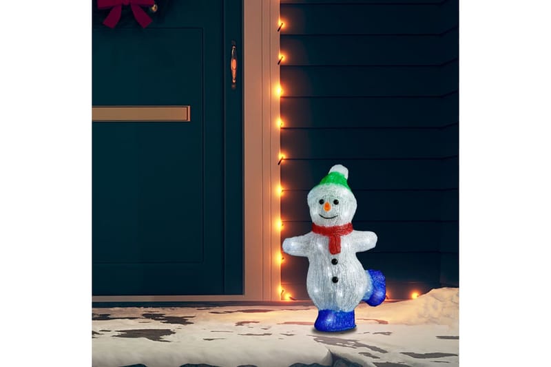 LED-snømannfigur akryl innendørs og utendørs 30 cm - Hvit - Belysning - Julebelysning - Julelys ute