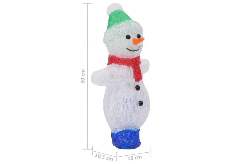 LED-snømannfigur akryl innendørs og utendørs 30 cm - Hvit - Belysning - Julebelysning - Julelys ute
